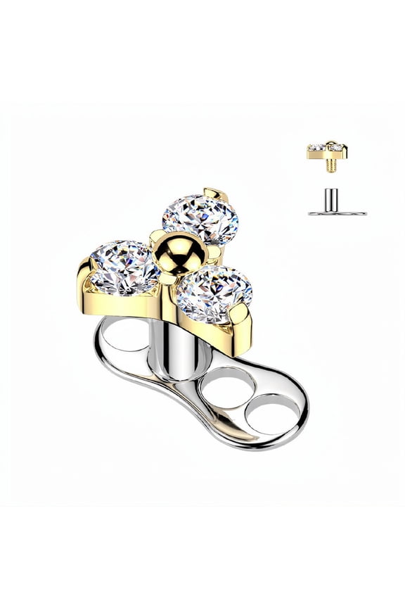 Dermal Anchor Tops CZ Opal Gem 3 Holes Base Titanium Piercings Jewelry for Women Sold Each