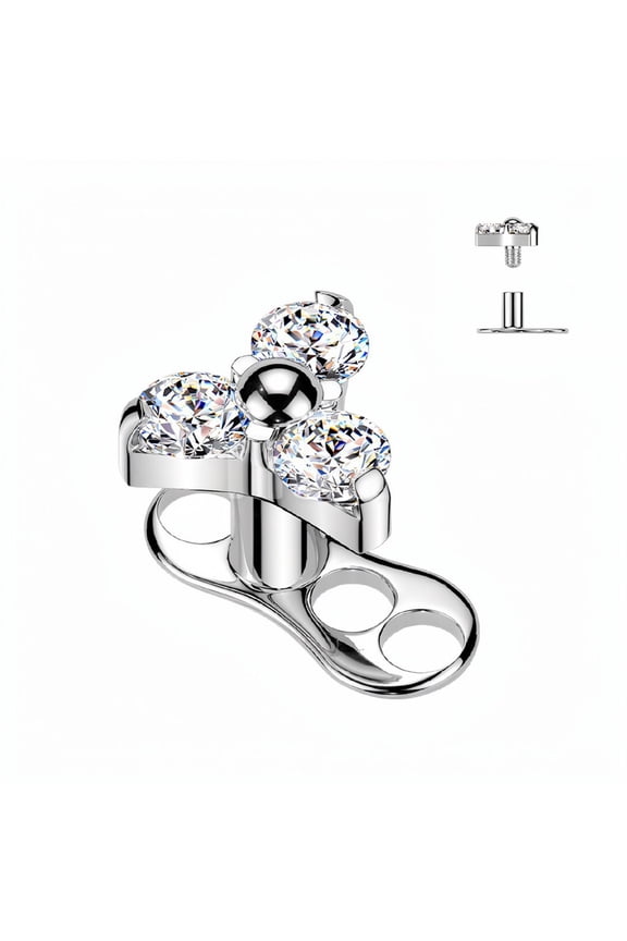 Dermal Anchor Tops CZ Opal Gem 3 Holes Base Titanium Piercings Jewelry for Women Sold Each