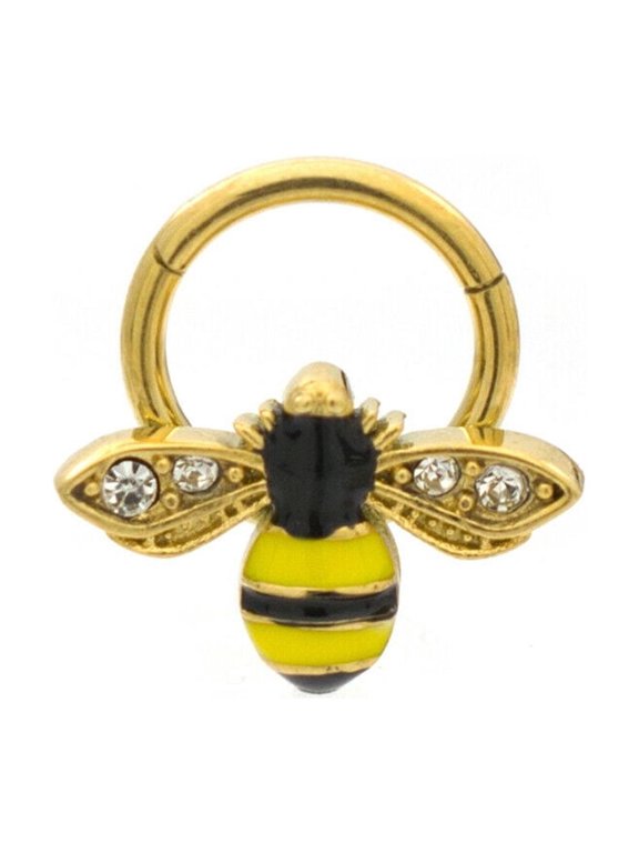 Ear Cartilage & Septum Segment Ring Hinged with Bee Design 16ga Surgical Steel Piercings Jewelry for Women Men