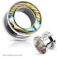 thumbnail image 1 of Luxe Modz Ear Gauge Tunnels Pair of Mother of Pearl Rimmed 316L Surgical Steel Screw-Fit Sold as a Pair, 1 of 8