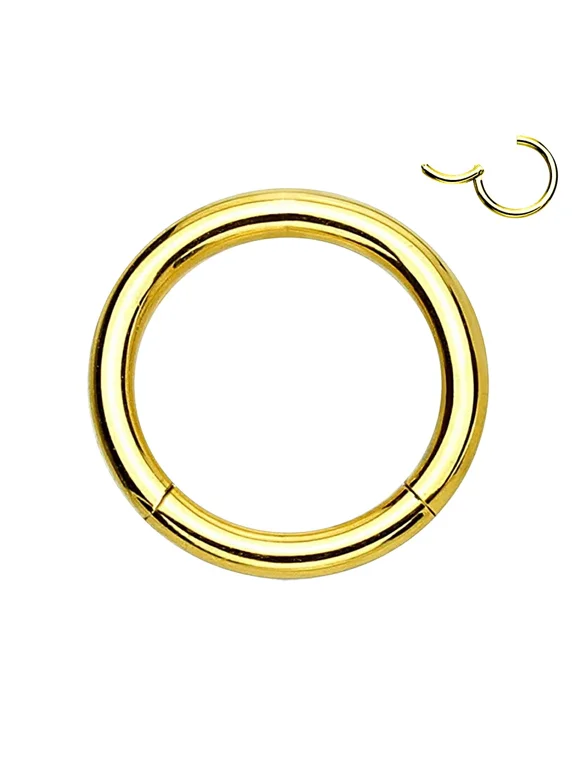 16G Hinged Nose Rings Hoop Clicker Eyebrow Septum Piercing Jewelry 8mm Gold for Women Men Sold Individually
