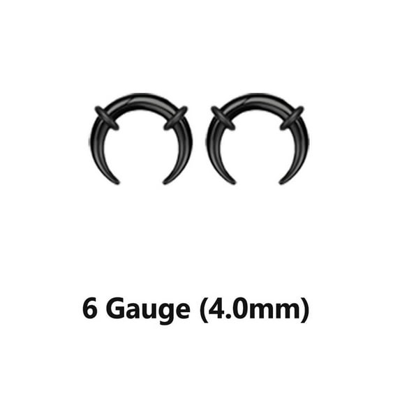 Luxe Modz Horseshoes Septum Pincher Black Acrylic Crescent Tapers Bull Stretchers Expander Ear Gauge O Rings Nose C Shaped Buffalo Piercing Jewelry 00G 14G - Sold as Pair