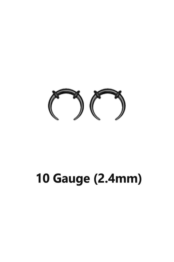 Horseshoes Septum Pincher Black Acrylic Crescent Tapers Bull Stretchers Expander Ear Gauge O Rings Nose C Shaped Buffalo Piercing Jewelry 00G 14G - Sold as Pair