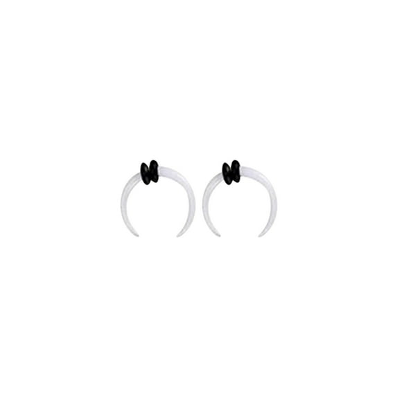 Luxe Modz Horseshoes Septum Pincher White Acrylic Crescent Tapers Bull Stretchers Expander Ear Gauge O Rings Nose C Shaped Buffalo Piercing Jewelry 00G 14G - Sold As Pair