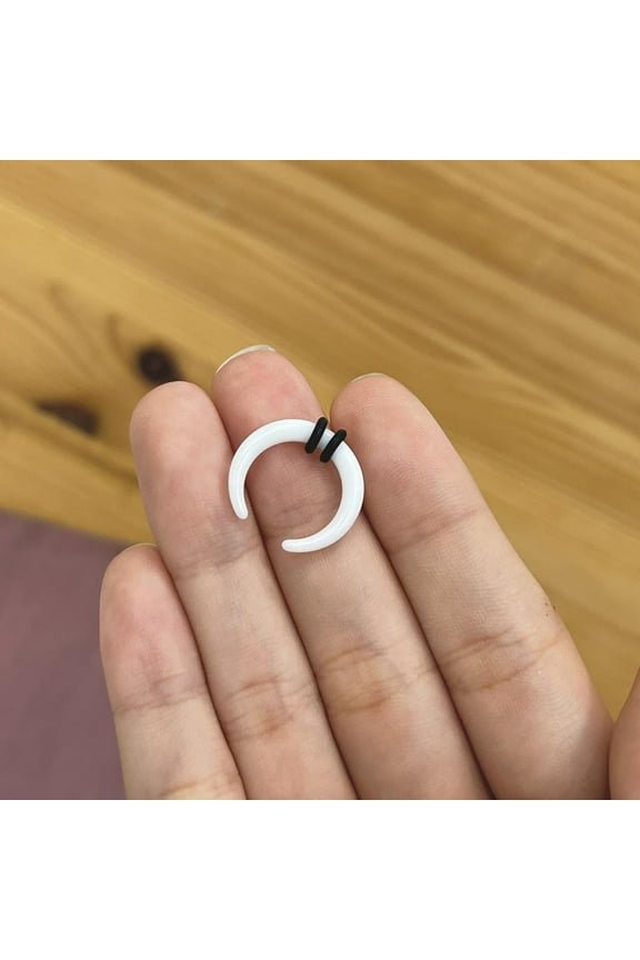 Horseshoes Septum Pincher White Acrylic Crescent Tapers Bull Stretchers Expander Ear Gauge O Rings Nose C Shaped Buffalo Piercing Jewelry 00G 14G - Sold Individually