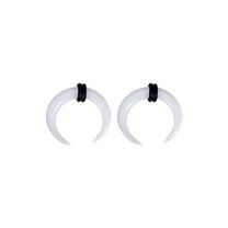 Luxe Modz Horseshoes Septum Pincher White Acrylic Crescent Tapers Bull Stretchers Expander Ear Gauge O Rings Nose C Shaped Buffalo Piercing Jewelry 00G 14G - Sold As Pair