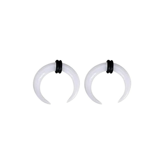 Luxe Modz Horseshoes Septum Pincher White Acrylic Crescent Tapers Bull Stretchers Expander Ear Gauge O Rings Nose C Shaped Buffalo Piercing Jewelry 00G 14G - Sold As Pair