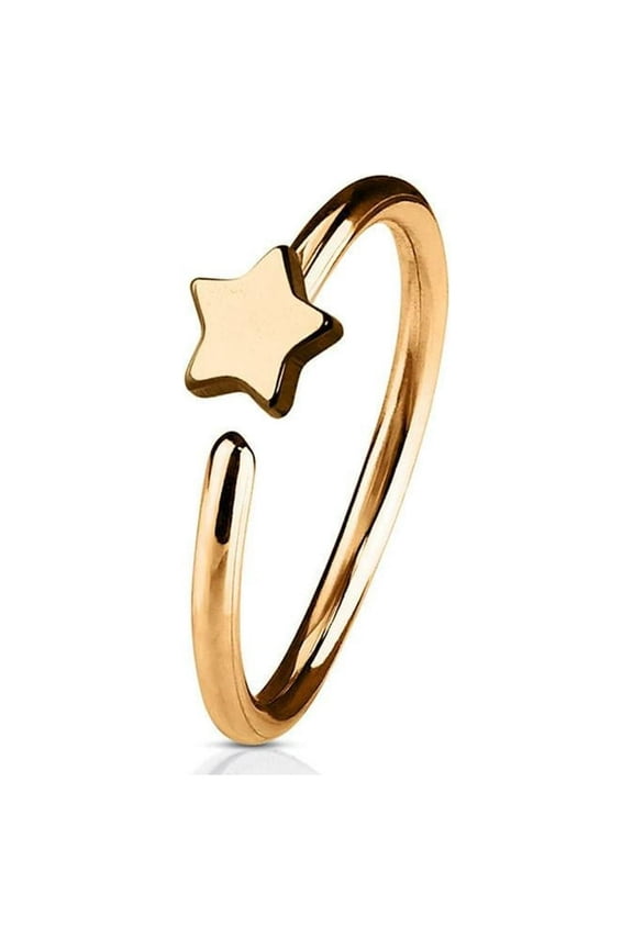 Nose & Cartilage 20G Hoop Ring Star Charm Anodized Surgical Steel - Sold Each