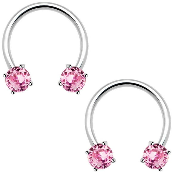 Luxe Modz Pair of Pink Nipple Or Septum Ring Circular Barbell 14 Gauge Surgical Steel 1/2 Inch