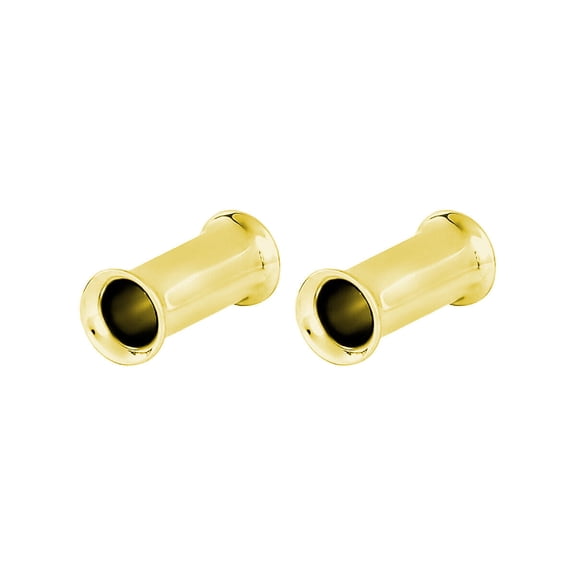 Luxe Modz Pair of Surgical Steel PVD Gold Double Flare Ear Tunnels Earlets Gauges Plugs