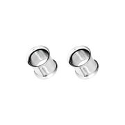 Luxe Modz Pair of Surgical Steel PVD Silver Double Flare Ear Tunnels Earlets Gauges Plugs