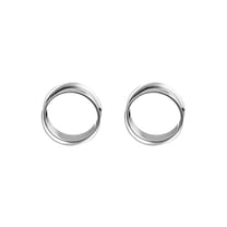 Luxe Modz Pair of Surgical Steel PVD Silver Double Flare Ear Tunnels Earlets Gauges Plugs Body Piercings Jewelry for Men Women