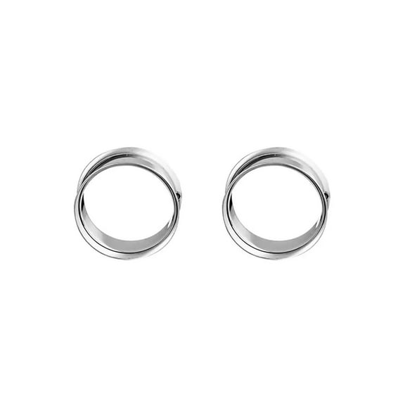 Luxe Modz Pair of Surgical Steel PVD Silver Double Flare Ear Tunnels Earlets Gauges Plugs Body Piercings Jewelry for Men Women