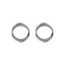 Luxe Modz Pair of Surgical Steel PVD Silver Double Flare Ear Tunnels Earlets Gauges Plugs Body Piercings Jewelry for Men Women