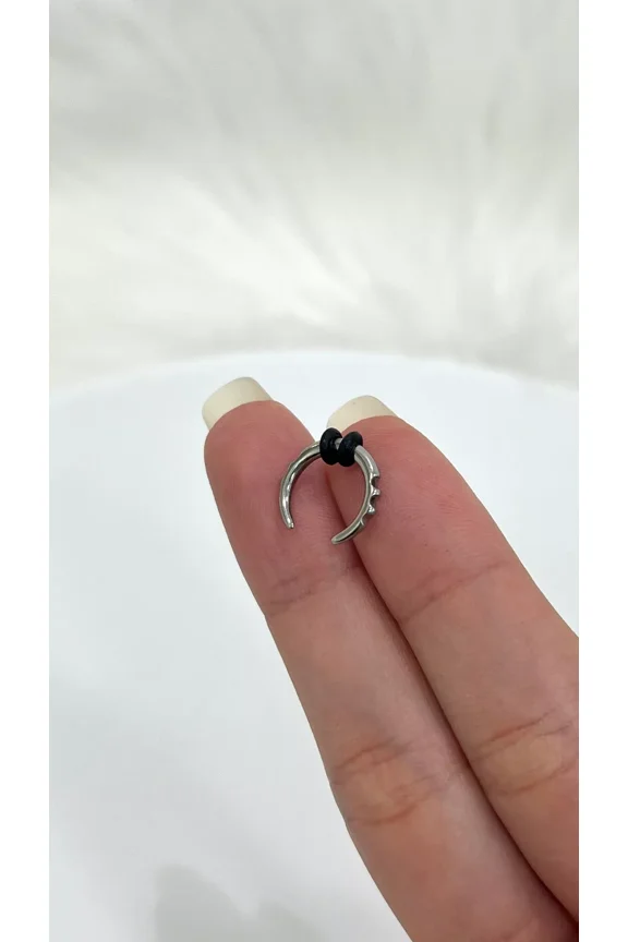 Surgical Steel Septum Pincher Ridged Ends C-Shape Taper Ear Stretcher O-Rings