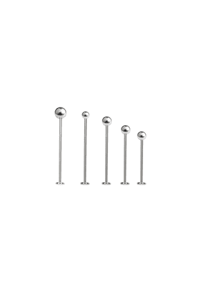 Threaded Labret Flatback Surgical Steel Extra Long 14G 16G with 3mm 4mm Top Ball Men Women