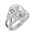 thumbnail image 1 of Luxe - Moissanite Elongated Cushion Cut Halo Lab Diamond Engagement Ring Twist Band With Sidestones, 1 of 4