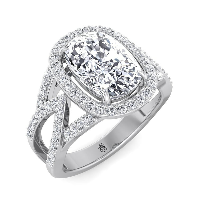 Cushion Cut Diamond Engagement Ring with Halo