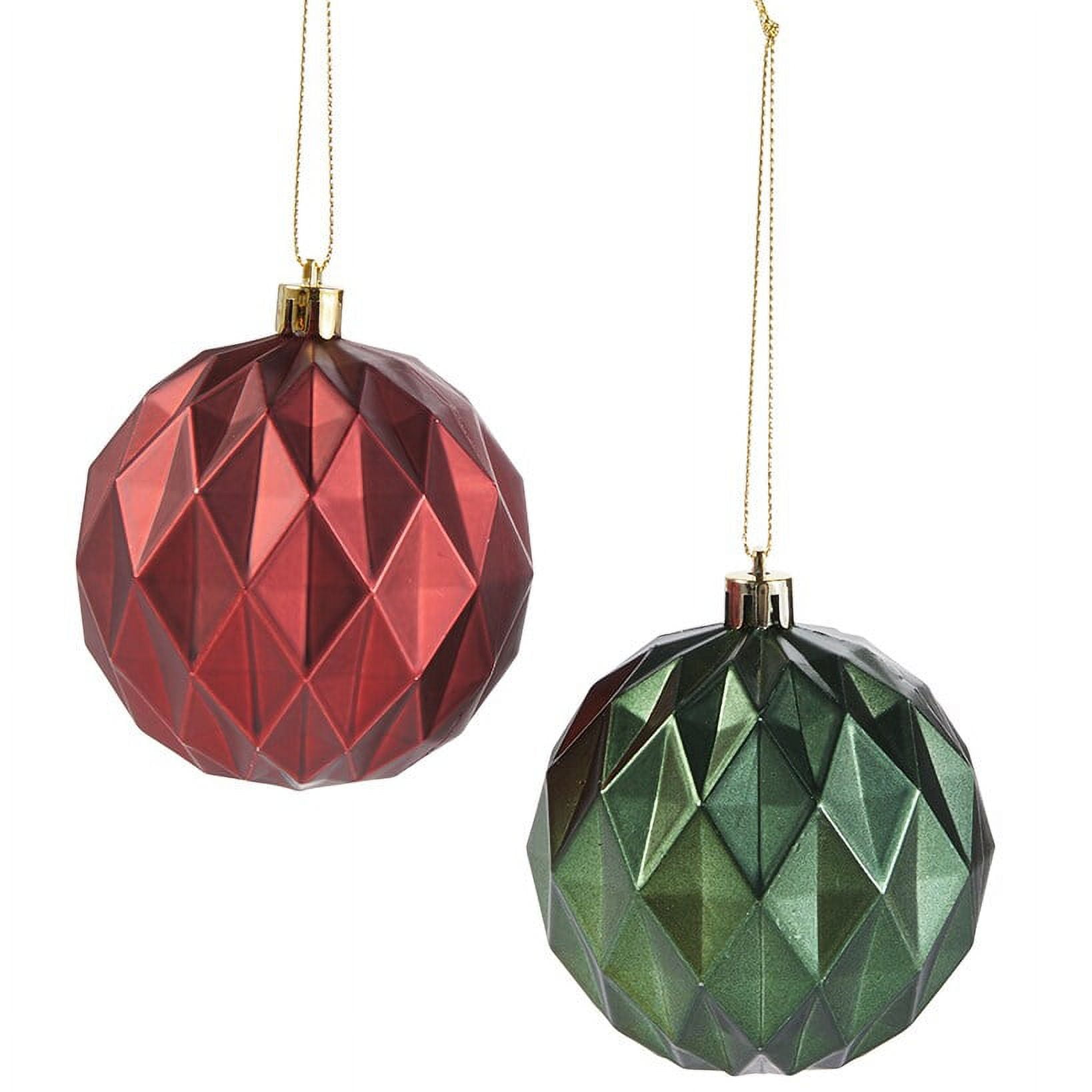 Elegant Burgundy and Green Argyle Ornament Set