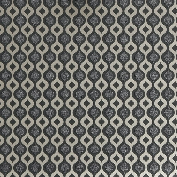 Luxe Ogee Dark Grey Wallpaper