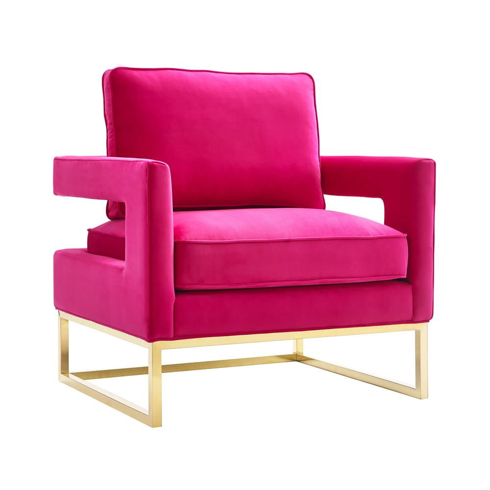Avery Pink Velvet Accent Chair with Polished Gold Base