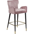 thumbnail image 1 of Meridian Furniture Luxe 27.6"H Velvet Counter Stool - Pink/Black/Gold (Set of 2), 1 of 4