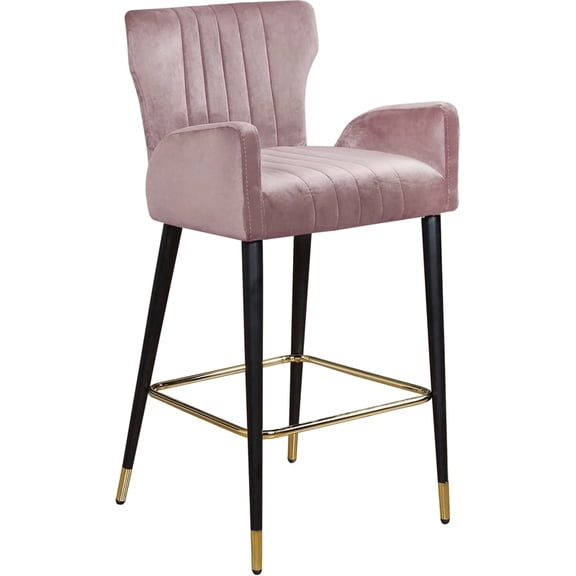 Meridian Furniture Luxe 27.6"H Velvet Counter Stool - Pink/Black/Gold (Set of 2)