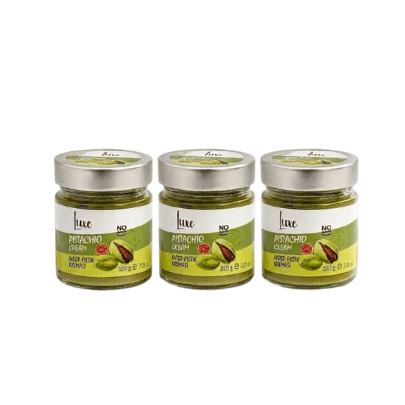 Luxe Pistachio Cream Spread 7.05 oz (200g), Made with 25% Antep Pistachios | No Glucose, No Preservatives | Premium Pistachio Cream for Desserts & Dubai Chocolate(Pack of 3)