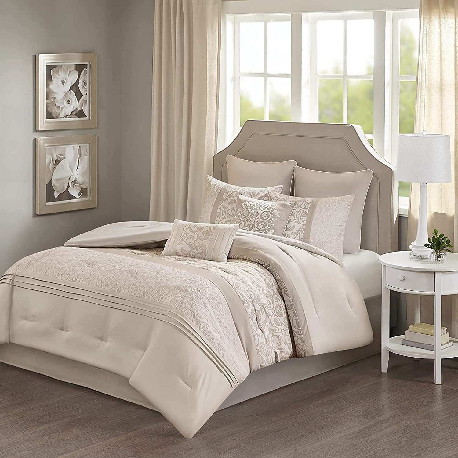 Luxe Quilted Comforter Set Modern Transitional Design, All Season Down