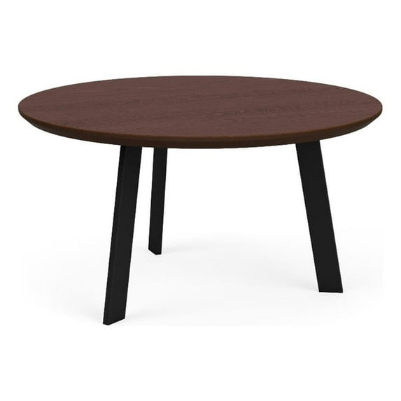 Luxe Reception Conversational Table 30" Round HPL Top / Black Steel / Walnut
