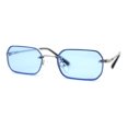 thumbnail image 1 of Luxe Rimless Narror Rectangle Pimp Rapper Sunglasses Silver Blue, 1 of 4
