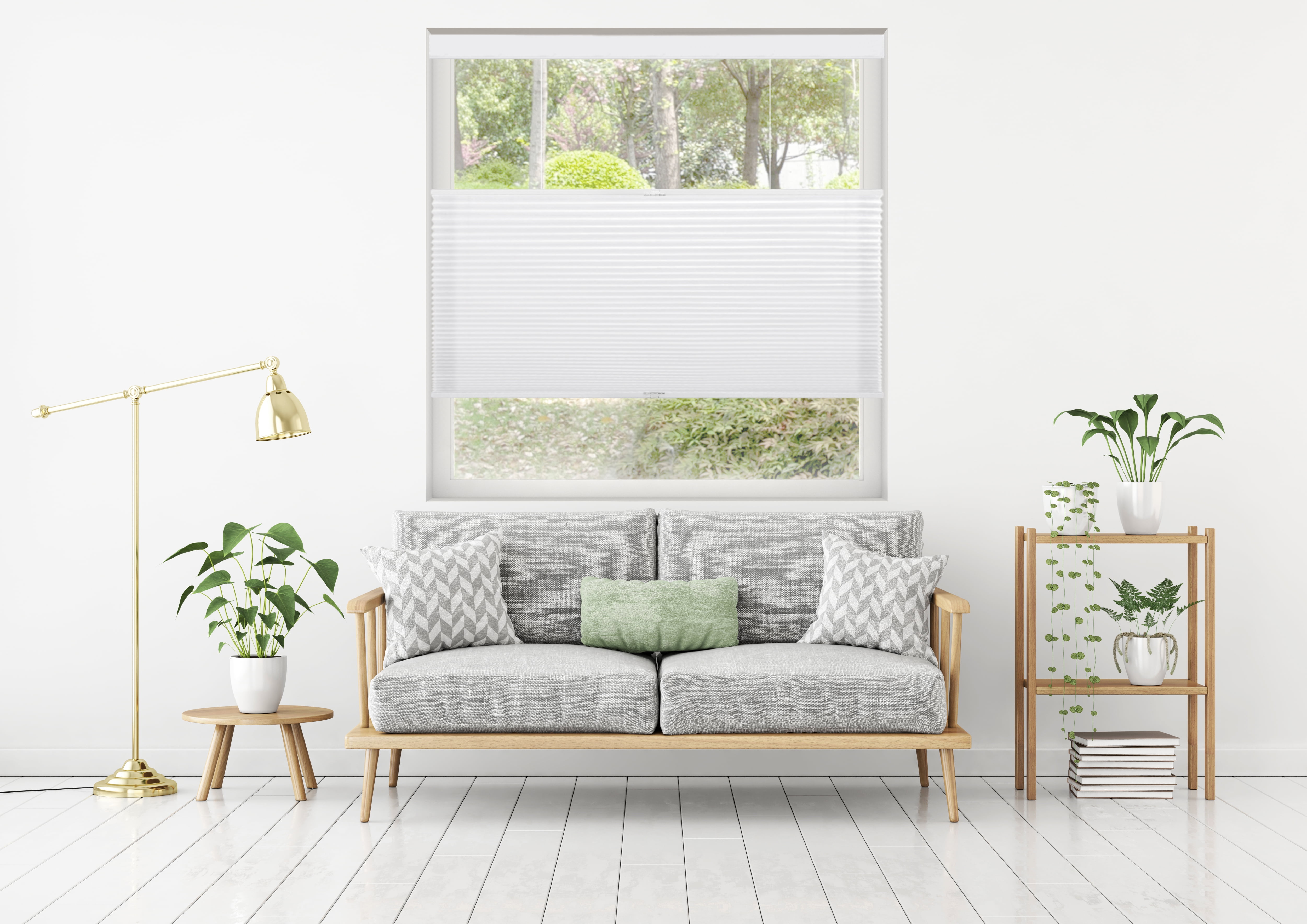 Luxe Top-Down Bottom-Up Light Filtering Cellular Shade, Bright White