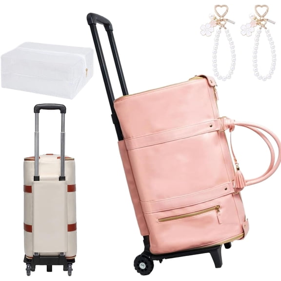 Luxe Travel Bag with Wheels, Convertible Garment Duffel Bag Carry on Luggage with Toiletry Bag for Trips