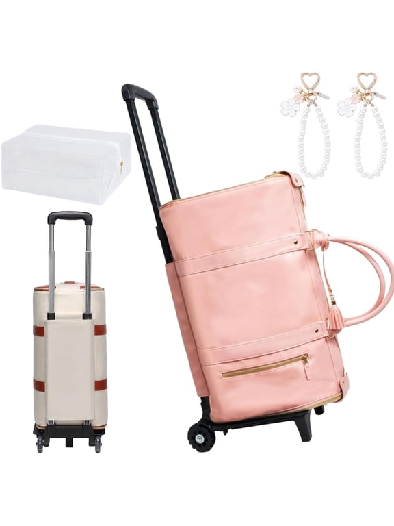 Luxe Travel Bag with Wheels, Convertible Garment Duffel Bag Carry on Luggage with Toiletry Bag for Trips