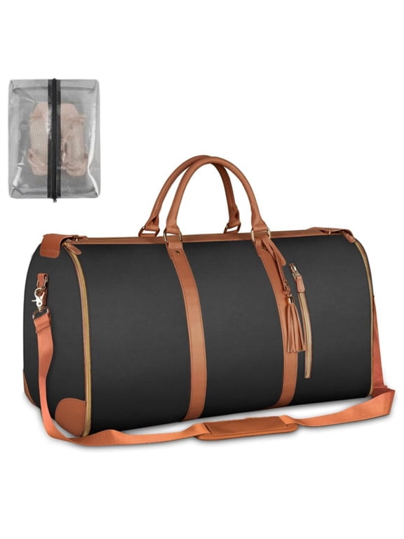 Luxe Travel Bag with Wheels, Foldable Convertible Garment Bag Carry On Weekender Bag for Men and Women