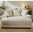 thumbnail image 1 of US Pride Furniture Corduroy Luxe Upholstered Chaise Lounge Sleeper Sofa with Pillows, Beige, 1 of 4