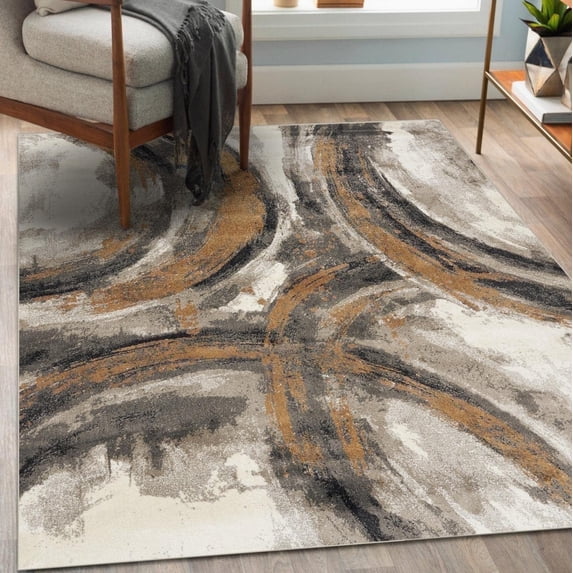 Luxe Weavers Abstract Beige 8x10 Area Rug Modern Geometric Carpet