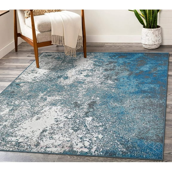 Luxe Weavers Abstract Blue 5x7 Area Rug Modern Stain Resistant Carpet