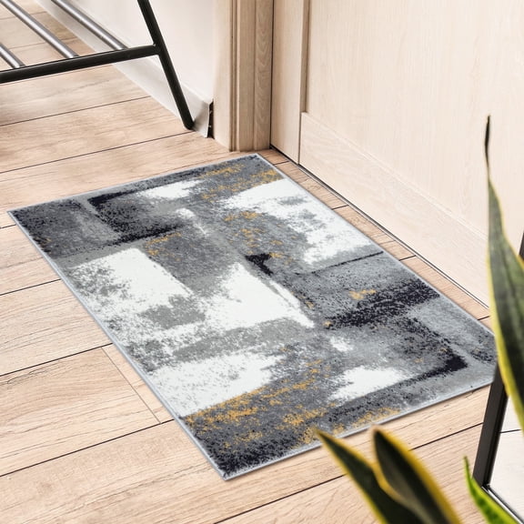 Luxe Weavers Abstract Brushstrokes Area Rug Gray 2x3, Soft Accent Carpet