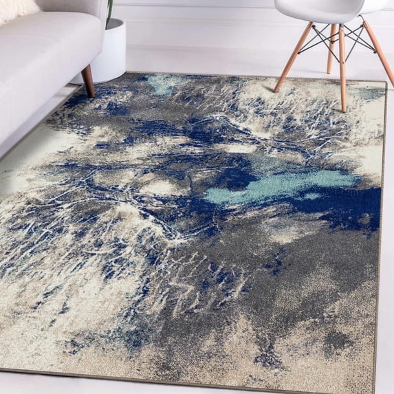 Luxe Weavers Abstract Gray 8x10 Modern Area Rug, Stain-Resistant Carpet
