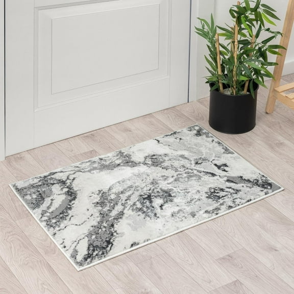 Luxe Weavers Abstract Marble Gray 2x3 Area Rug for Entryway