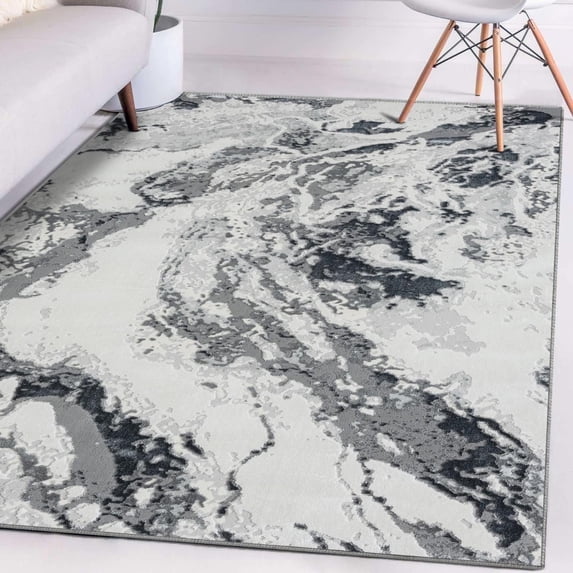 Luxe Weavers Abstract Marble Gray 6x9 Area Rug for Living Room and Bedroom
