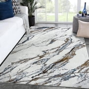 Luxe Weavers Abstract Marble Patterned Area Rug, Indoor Carpet for Living Rooms 6x9 - Blue