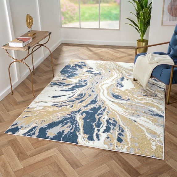 Luxe Weavers Abstract Marble Swirl Multi 6x9 Indoor Area Rug