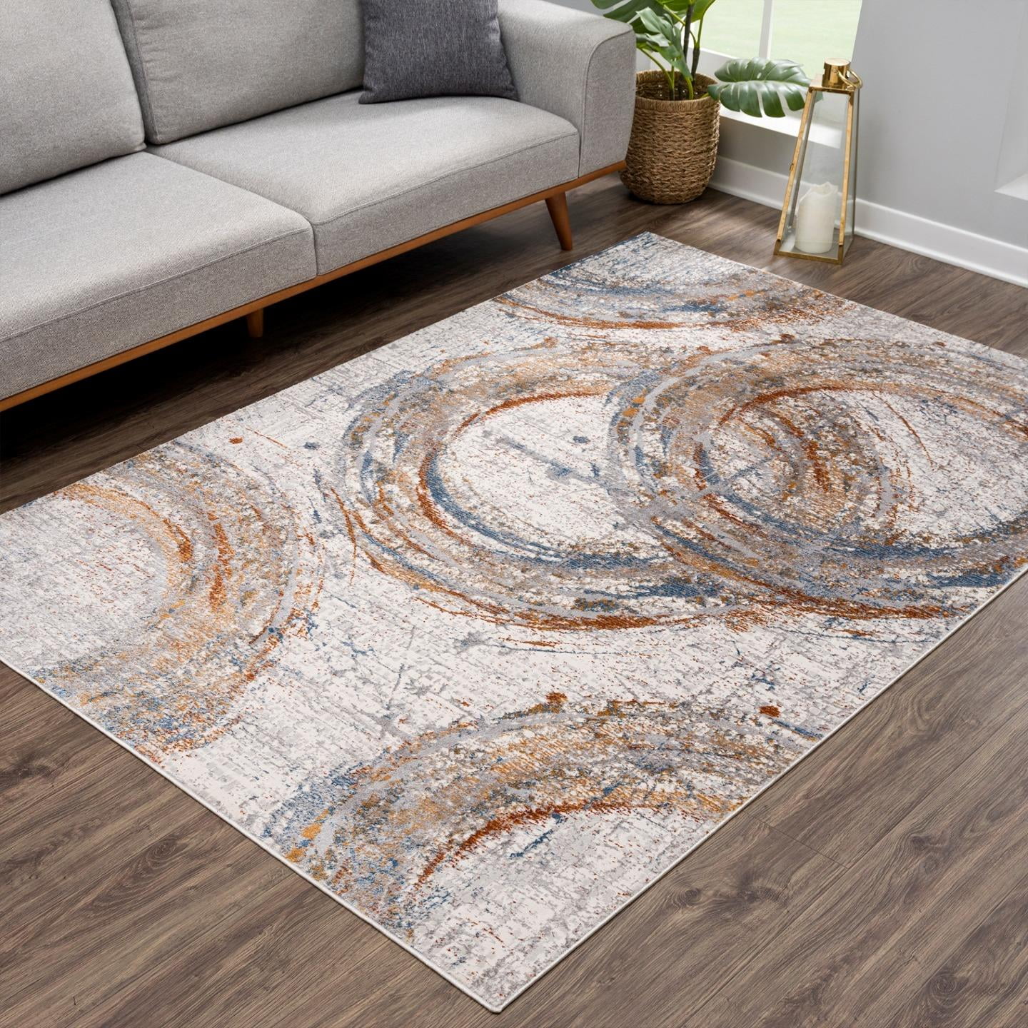 Luxe Weavers Abstract Multi 8x10 Circle Area Rug, Stain Resistant Geometric Carpet