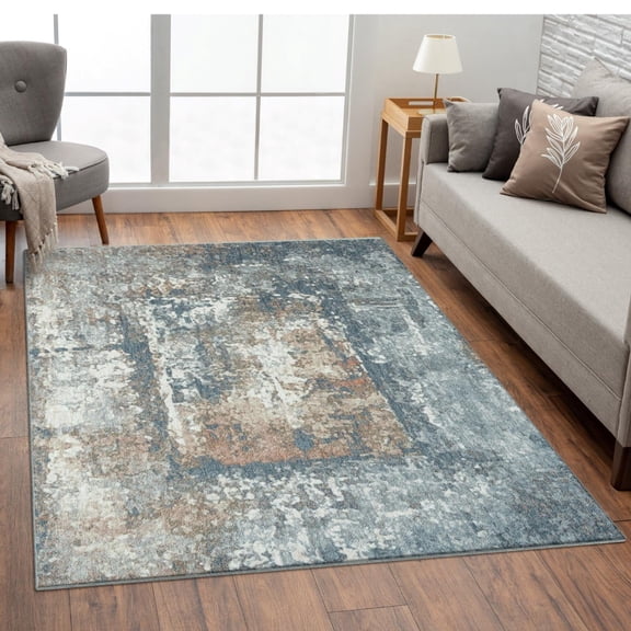 Luxe Weavers Abstract Pastel Blue 5x7 Area Rug, Indoor Stain-Resistant Carpet