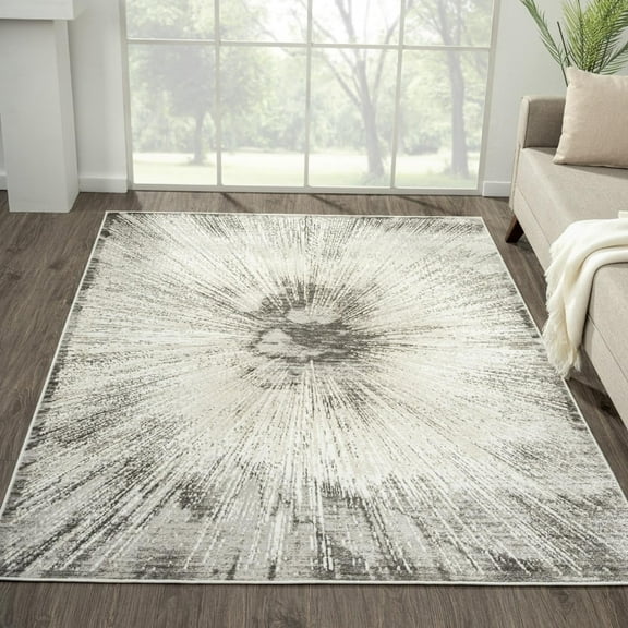Luxe Weavers Abstract Spark Patterned Gray 5x7 Area Rug, Indoor Carpet with Medium Pile