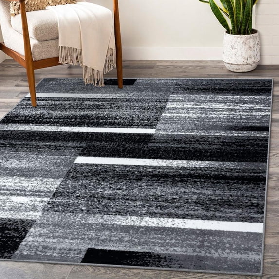 Luxe Weavers Art Deco Abstract Geometric Gray 4x5 Area Rug for Living Rooms