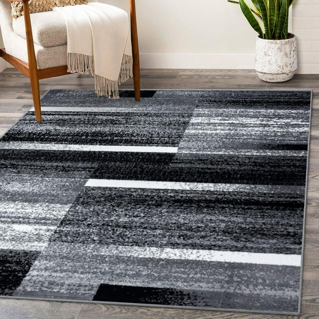 Luxe Weavers Art Deco Abstract Geometric Gray 4x5 Area Rug for Living Rooms