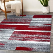 Luxe Weavers Art Deco Abstract Geometric Red 6x9 Area Rug for Living Rooms